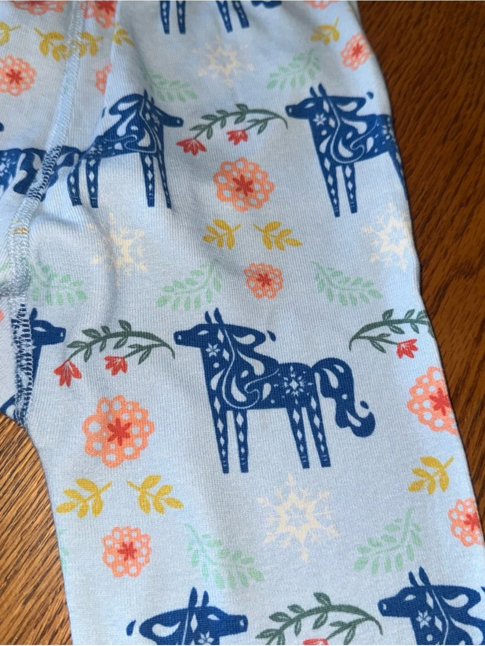 Disney Frozen Girls Floral & Horse Pajama Bottoms - Navy Blue, Light Blue, Pink